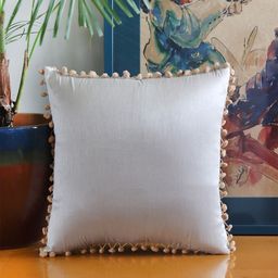 ZEBA Silver-Toned Embellished Square Cushion Cover-19