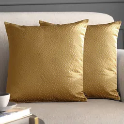 GM Set Of 2 Gold & White Embroidered Square Cushion Cover-picture-46