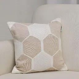 Ariana Beige & White Geometric Square Cushion Covers-image-28