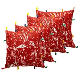 Contrast Living Red & White 4 Pieces Cartoon Characters Linen Square Cushion Covers-image-59