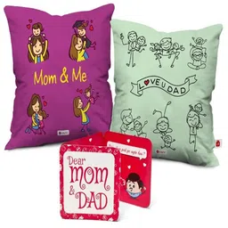 Indigifts Green & Purple 2 Pieces Printed Cushion Cover-image-57