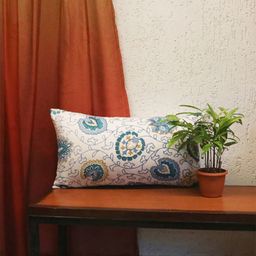 ZEBA Blue & Turquoise Blue Ethnic Motifs Rectangle Cushion Cover-picture-18