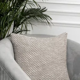 Aditi Wasan Grey & White Self Design Cotton Square Cushion Cover-11