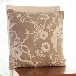 Pluchi Beige Embroidered Cotton Square Cushion Cover-picture-27