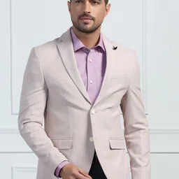 Blackberrys Self Design Notched Lapel Collar Satin Slim-Fit Single-Breasted Blazer-picture-57