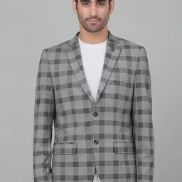 Cantabil Checked Notched Lapel Collar Single-Breasted Slim Fit Casual Blazer-picture-9