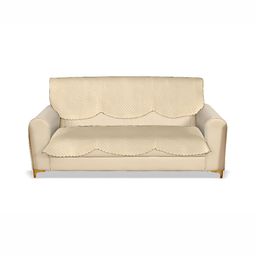 Sparrow world 6 Pcs Beige Quilted Velvet 3 Seater Sofa Cover-image-69