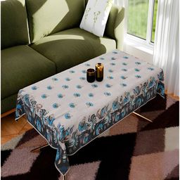Kuber Industries Grey & White Printed Velvet 5 Seater Sofa Table Cover Set-56