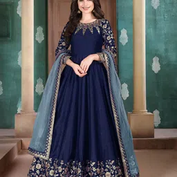 ODETTE Embroidered Semi Stitched Kurta Set With Inner-image-46