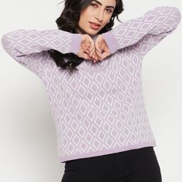 Madame Geometric Self Design Acrylic Pullover-15
