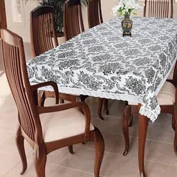 Homerz White Floral Printed Rectangle 6-Seater Table Cover-33