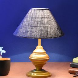 foziq Gold Toned & Grey Textured Table Lamp-41