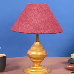 foziq Gold & Red Solid Triangle Metal Table Lamp-53