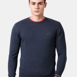 t-base Men Navy Blue Cotton Pullover Sweater-image-74