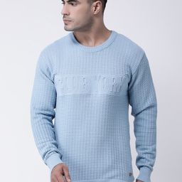 Club York Men Blue Self Design Pullover-image-90