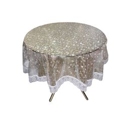 Kuber Industries Grey Printed 4-Seater Round Table Cover-31