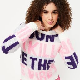 max Typography Printed Round Neck Pullover Sweater-image-58