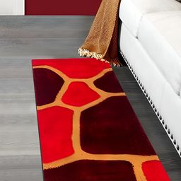 Shopgallery Maroon & Red Geometric Soft & Anti-skid Floor Runner-6