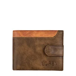 LOREM Men Brown & Tan Textured Two Fold Wallet with SIM Card Holder image 5