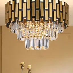 Homesake Yellow & Black 3-Tier Chandelier Hanging Chandelier image 2