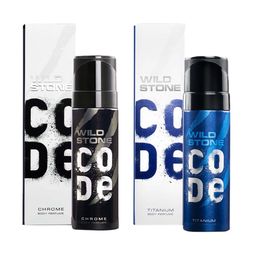 Wild stone Men Set of 2 Long Lasting Code Body Deodorant - Chrome & Titanium - 150 ml Each image 2