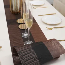 HOKIPO Brown & Black Textured Rectangular Table Runner image 4