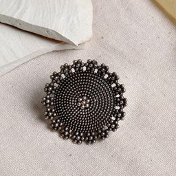 TEEJH Women Black & Silver-Toned & Plated Oxidised Opal Finger Ring-11