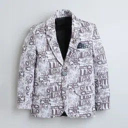 BAESD Boys Text Printed Notched Lapel Long Sleeves Single Breasted Blazer image 3