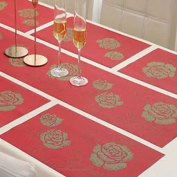 HOKIPO Set Of 7 Floral Print Tablemats with Table Runner image 3