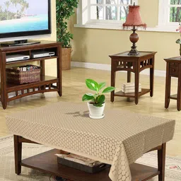 Kuber Industries Cream-Coloured Printed 4-Seater Rectangle Cotton Table Cover-58