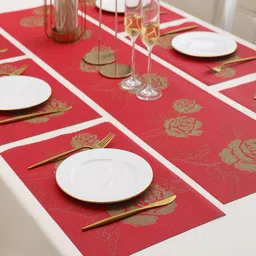 HOKIPO Set Of 7 Floral Print Tablemats with Table Runner image 5