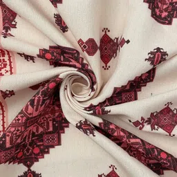 SWAYAM Beige & Red Printed 4-Seater Table Cover image 4