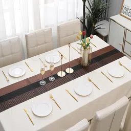 HOKIPO Brown & Black Textured Rectangular Table Runner image 2