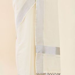 Soch Off-White & Silver-Toned Zari Pure Cotton Kasavu Saree image 5