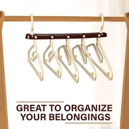 Kuber Industries Cream-Colored 10 Pieces Textured Non Coated Folding Hangers image 5