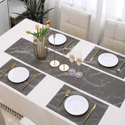 HOKIPO Brown 5-Pieces Rectangular Table Placemats & Table Runner image 5