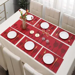 HOKIPO Set Of 7 Printed Rectangular Table Placemats & Table Runner image 3