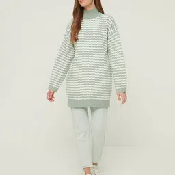Trendyol Striped Mock Collar Acrylic Pullover image 2