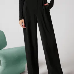 Women Regular Fit Black Cotton Blend Trousers-image-18
