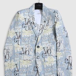 CAVIO Boys Typographic Printed Single-Breasted Blazer With Crew-Neck T-Shirt-14