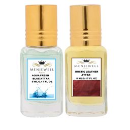 Menjewell Set of 2 Aqua Fresh & Rustic Leather Attar-17