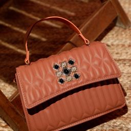 LULU & SKY Textured Embellished Structured Shoulder Bag-image-29