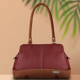 Fostelo Maroon & Beige Colourblocked Shoulder Bag-40