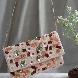 Anekaant Beads & Sequines Embellished Canvas Sling Bag-26