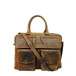 CALFNERO Men Brown & Black  Genuine Leather Messenger Bag-image-35