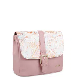 Metro Abstract Printed Structured Sling Bag With Buckle Detail image 4