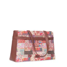 ZOUK Printed Structured Jute Laptop Shoulder Bag image 4