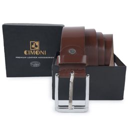 CIMONI Men Brown Leather Belt-image-0