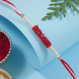 I Jewels Beaded Thread Rakhi With Roli Chawal & Greeting Card-image-87