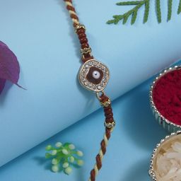 I Jewels Enamel Evil Eye Thread Rakhi With Roli Chawal & Rakshabandhan Card-image-101